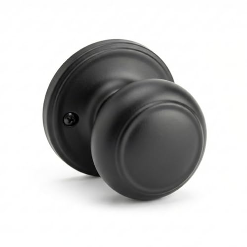 Copper Creek Colonial Dummy Interior Door Knob – ANSI Grade-3 Certified, Modern Heavy Duty Handle, Easy Install and Reversible for French Doors and Closets, Non Turning – Matte Black (1 Pack)