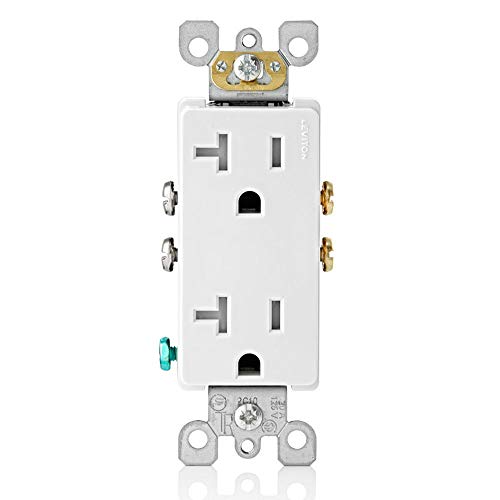 Leviton 20 Amp Decora Tamper-Resistant Duplex Electrical Wall Outlet, T5825-W, White