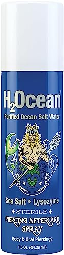 H2Ocean Piercing Aftercare Spray and Keloid Bump Removal– Sea Salt Spray for Body and Facial Piercings – Ear, Nose, Navel, Oral & Body Piercing Cleaner, Aftercare Solution for New Piercings– 1.5oz