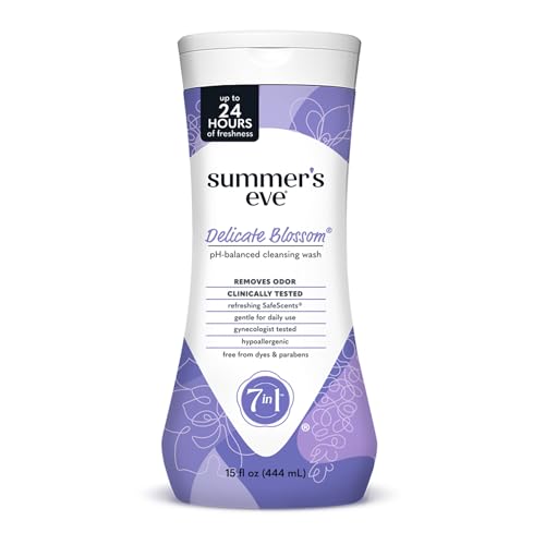 Summer's Eve Delicate Blossom All-Over Daily Feminine Wash, pH-Balanced Body Wash for Women, Removes Vaginal Odor and Refreshes, 15 Fl Oz