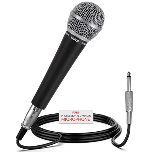 Pyle Microphone, Dynamic Cardioid, XLR Cable Included, Unidirectional, Rugged Construction, Built-in Pop Filter, Perfect for Stage & Studio, High Gain, Ultra-Wide Frequency Response, 15ft Cable