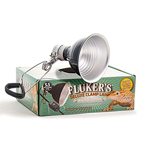 Fluker's Repta-Clamp Lamp, Heavy Duty Clamp Light For Reptile Tanks and Terrariums, UL/CUL Approved, Great for Reptile Basking, 75-Watt Maximum with Dimmable Switch, 5.5"