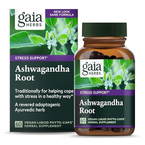 Gaia Herbs Ashwagandha Root - Stress Relief & Sleep Support Supplement - Supports Balanced Energy Levels & Positive Outlook* - 60 Vegan Liquid Phyto Capsules (30-Day Supply)