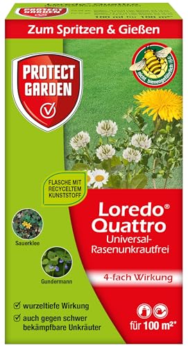 (-30%) PROTECT GARDEN Universal-Rasenunkrautfrei Loredo Quattro Rasen-Unkrautvernichter gegen hartnäckige Unkräuter mit 4-fach Wirkung, 100 ml