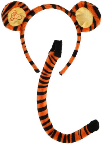 elope Disney Winnie The Pooh Tigger Ears Headband and Tail Costume Kit for Adults and Kids Standard - Orange