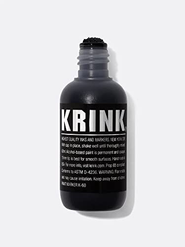 Krink K-60 Black Paint Marker - Vibrant and Opaque Fine Art Graffiti Markers for Canvas Metal Glass Paper and More - Alcohol-Based Permanent Graffiti Mop Paint Marker for Lasting Tags