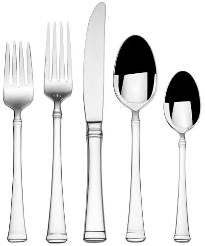 Mikasa Harmony 65-Piece Flatware Set for 12, 18/10 Stainless Steel Silverware with Forks, Knives, Spoons, and Serving Utensils, Elegant Design
