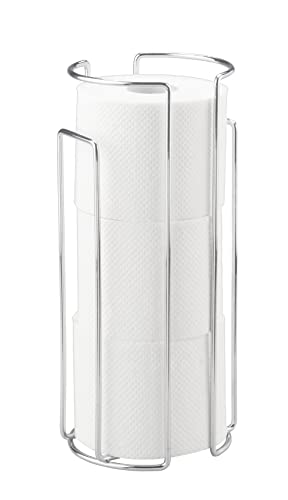 Wenko 16825100 Wallmounted and Standing Spare Toilet roll Holder for 3 Rolls, Metal Steel, 13.5 x 32 x 14 cm, Chrome