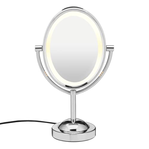 Conair Lighted Makeup Mirror, LED Vanity Mirror, 1X/7X Magnifying Mirror, Double Sided, Corded in Polished Chromedeweis