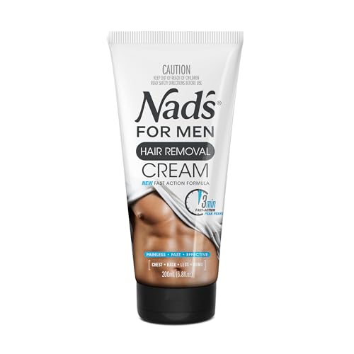 Nad's For Men Hair Removal Cream, Painless Hair Removal For Men, Soothing Depilatory Cream For Unwanted Coarse Male Body Hair, 6.8 Fl Oz