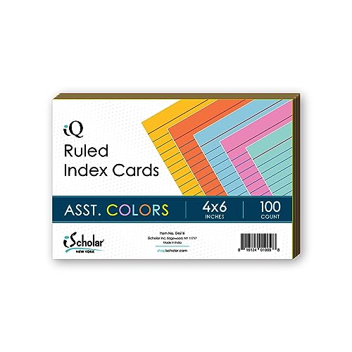 iScholar Index Cards,Assorted...Inches,100 Card Pack (04616