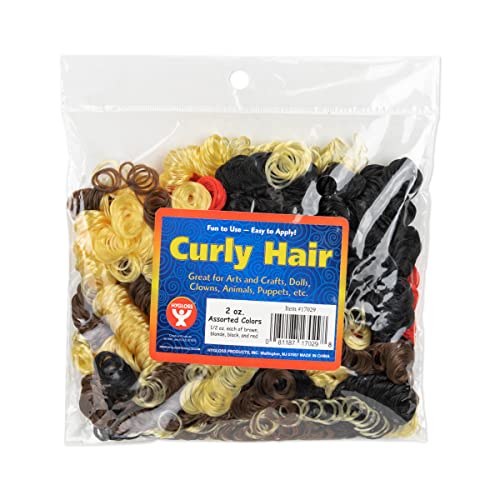 Hygloss 2 oz Curly Doll Hair For Crafts Assorted- Premium Synthetic Hair for Doll Making, Puppets, and Arts & Crafts Projects – Easy Application