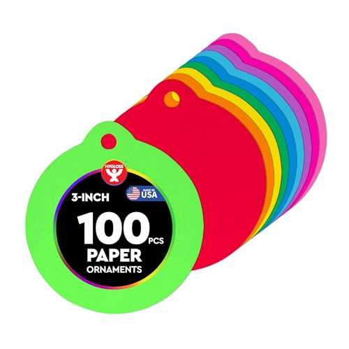 Hygloss Pre-Cut Ornament Shapes for DIY Holiday Arts and Crafts, Christmas Trees, Gifts Tags Bright Cardstock-3-Inches-100 Pcs, Assorted Colors