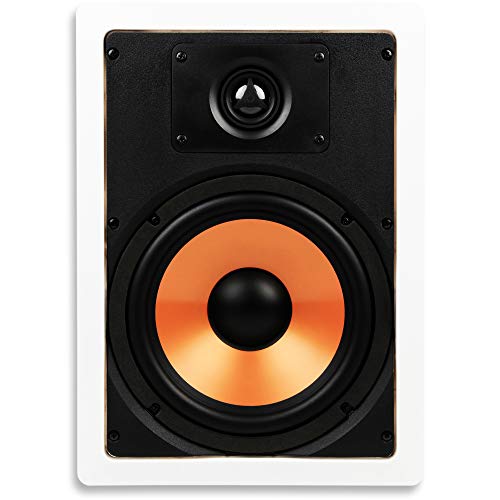 Micca M-8S 2-Way in-Wall Speaker, 10.0"(W) by 14.1"(H) Cutout, Home Theater, Whole House Audio, Indoor or Covered Outdoor, 8" Woofer, 1" Tweeter, White, Paintable, Each