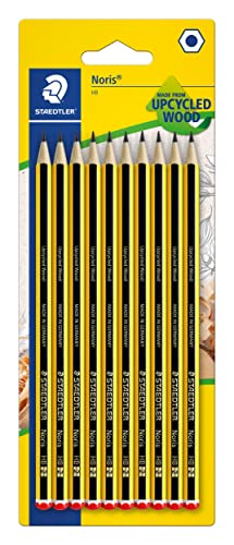 (-35%) STAEDTLER Bleistift Noris 120, Made from Upcycled Wood, Härtegrad HB, Rutschfeste Soft-Oberfläche, hohe Buchfestigkeit, hohe Qualität Made in Germany, Blisterkarte mit 10 Stück, 120-2BK10D