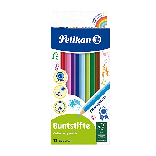 (-28%) Pelikan 724005 - Buntstifte sechseckige Holzstifte Packung mit 12 Farben