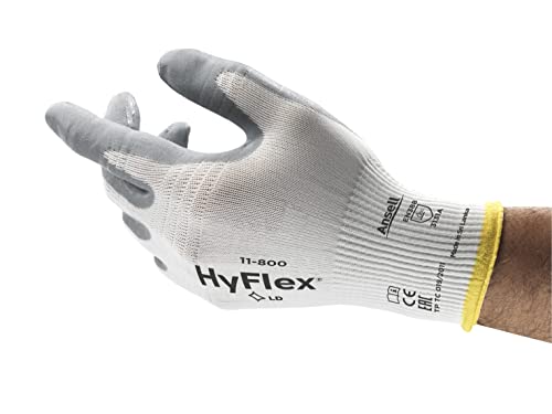 HYFLEX 11-800 Professional Work Gloves, Abrasion Resistant Nitrile Coating With Firm Grip, Multipurpose Protection Gloves, Mechanical And Industrial S