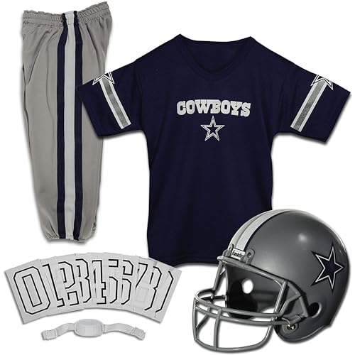 Franklin Sports Dallas Cowboys Kids Football Uniform Set - NFL Youth Football Costume for Boys & Girls - Set Includes Helmet, Jersey & Pants - Small