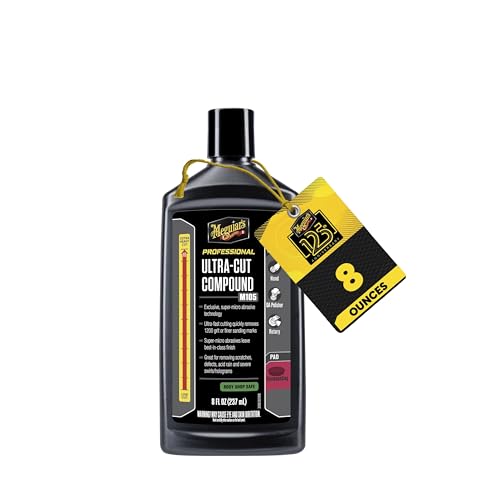 Meguiar's Mirror Glaze M105 Ultra-Cut Compound, Car Rubbing Compound for Removing Scratches and Heavy Swirls While Adding Shine, Safe and Effective on All Glossy Car Paint and Clear Coats, 8 oz