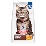Hill's Science Diet Adult 7+ Hairball Control Dry Cat Food, Chicken, 15.5 lb. Bag