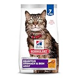 Hill's Science Diet Adult Sensitive Stomach & Skin Dry Cat Food, Chicken & Rice, 7 lb. Bag (Updated Formula)