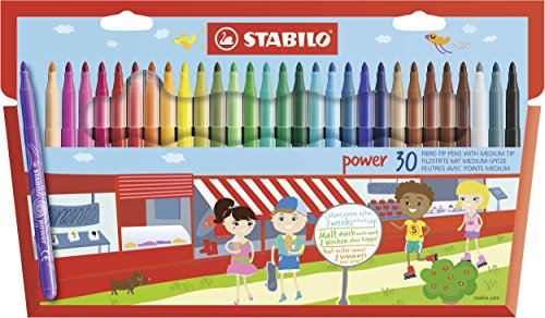 STABILO - Feutre de coloriage - power - Étui carton x 30 feutres pointe moyenne - coloris assortis