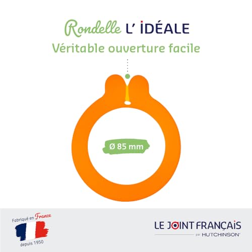 LE JOINT FRANÇAIS par HUTCHINSON - 10 Joints de bocaux 85mm - Gamme 'L’idéale' à ouverture facile - Caoutchouc - Rondelles pour bocaux - Fabriqués en France - Conformes aux normes alimentaires