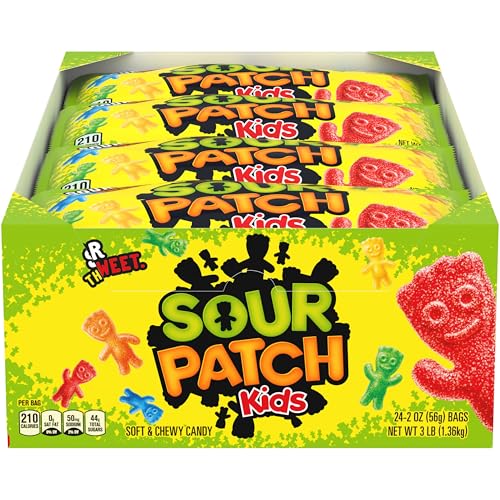 SOUR PATCH KIDS Soft & Chewy Candy, Bulk Christmas Candy Stocking Stuffers, 24 - 2 oz Bags