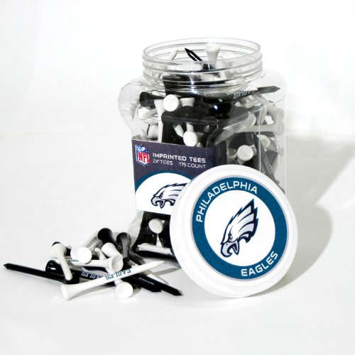 Team Golf NFL Philadelphia Eagles Jar Of 175 Golf Tees 2-3/4" Golf Tees, 175 Pack, Regulation Size, Multi Team Colors