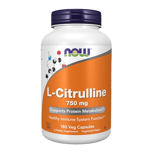 NOW Foods Supplements, L-Citrulline 750 mg, Supports Protein Metabolism*, Amino Acid, 180 Veg Capsules