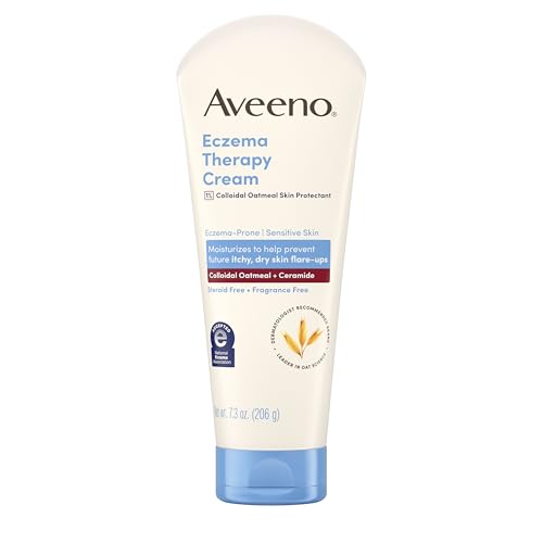 Aveeno Eczema Therapy Daily Moisturizing Body Cream for Sensitive Skin, Soothing Eczema Relief Cream, Colloidal Oatmeal & Ceramide for Dry & Itchy Skin, Steroid- & Fragrance-Free, 7.3 oz
