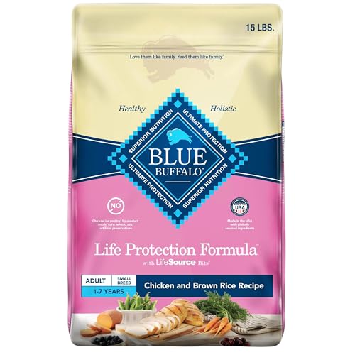 Blue Buffalo Life Protection Formula Adult Small Breed Dry Dog Food, Supports High Energy Needs, Made with Natural Ingredients, Chicken & Brown Rice Recipe, 15-lb Bag