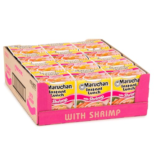 Maruchan Instant Lunch Shrimp, Ramen Noodle Soup, Microwaveable Meal, 2.25 Oz, 12 Count
