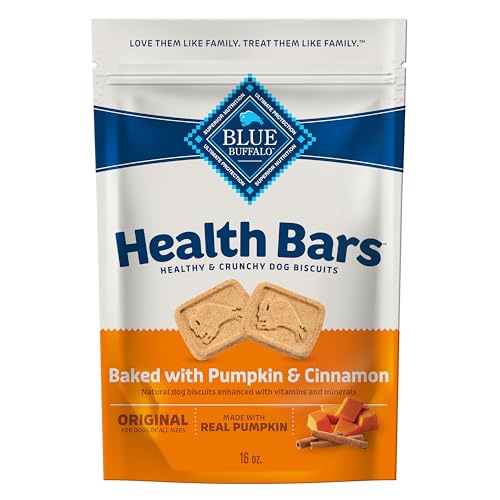 Blue Buffalo Health Bars Crunchy Dog Biscuits, Oven-Baked With Natural Ingredients, Pumpkin & Cinnamon, 16-oz Bag