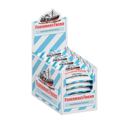 (-20%) Fisherman's Friend Eucalyptus, 24er Vorratsbox, Eukalyptus und Menthol Geschmack, ohne Zuckerzusatz & vegan, Bonbons für frischen Atem, 24 x 25g
