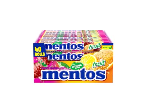 (-18%) Mentos Fruit Dragees, Frucht-Bonbons mit Orange, Zitrone, Erdbeere, Kaubonbons mit fruchtigem Geschmack, Süßigkeiten Multipack (40 Rollen), vegan