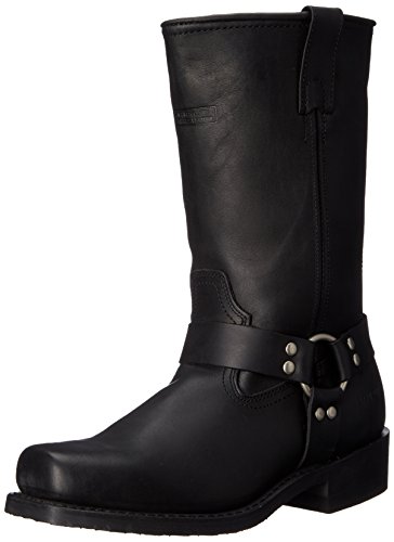 RIDETECS Mens 13in Harness Straps Heavy Duty Oiled Leather Motorcycle Boots, Black - Waterproof, Soft Toe, and Heel Motocross Boots For Men
