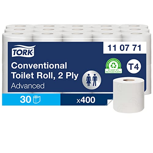 (-19%) Tork 110771 weiches Kleinrollen Toilettenpapier in Advanced Qualität für T4 Kleinrollensysteme/WC-Papier 2-lagig/weich & reißfest, 1 x 30er Pack (30 x 400 Blatt)