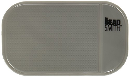 The Beadsmith Sticky Bead Mat – 5.5 x 3.25 inches, Small Size, Grey Color, Anti-Slip Pad, Rinse and Reuse Technology, Ideal for Diamond Painting, Jewelry Making, Beads Sorting