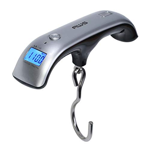American Weigh Scales Digital Hanging Luggage Scale for Traveling or Weighing Suitcases, Backlit LCD Screen 110lbs x 0.2