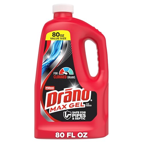 Drano Max Gel Drain Clog Remover and Cleaner for Shower or Sink Drains, Unclogs and Removes Hair, Soap Scum and Blockages, 80 Oz