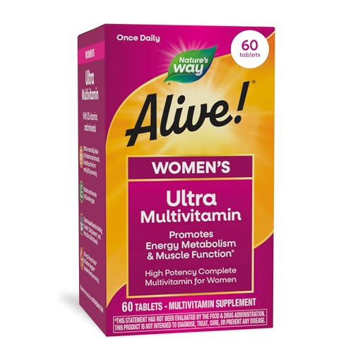 Nature’s Way Alive! Women’s Ultra Potency Complete Multivitamin, High Potency B-Vitamins, Energy Metabolism*, 60 Tablets