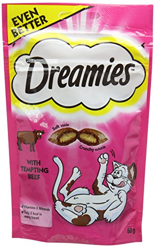 DREAMIES - Tempting Cat Treats - 8 x 60 g - Beef - Multipack Biscuits - 8 Pouches