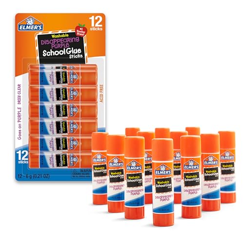 Elmer's Disappearing Purple Glue Sticks 12-Pack for $4 + free shipping w/ Prime