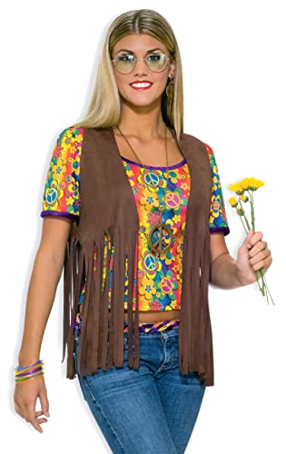 Rubies Women's 60's Hippie Vest Costume Accessory, Brown, One Size for Themed Parties and Halloween