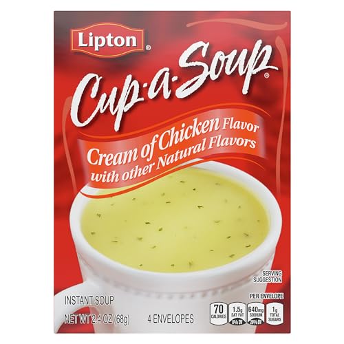SOUP SECRETS Lipton Instant Soup Cream of Chicken 4 Count For a Warm Cup of Soup Only 60 Calories Per Serving 2.4 oz