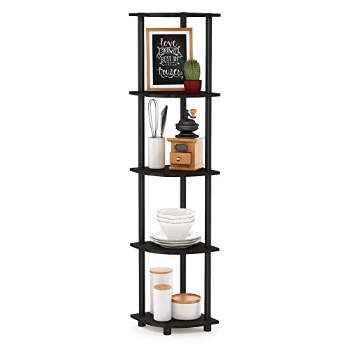 Furinno Turn-N-Tube 5 Tier Corner Shelf in Espresso/Black Many Finish Options A and stylish set of