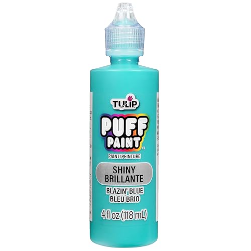 Tulip Puff Fabric Paint Metallic Finish , Permanent Craft Paint for Clothes, DIY Projects, Notoxic, 4 fl oz, Metallic Black