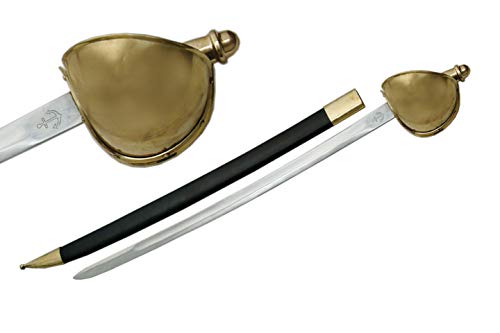SZCO 36" Naval Cutlass Sword – Maritime & Historical Replica Handmade Pirate Sword Saber with Brass Guard, Stainless Steel Blade & Scabbard for Adults, Collectors & Cosplay