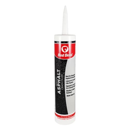 Red Devil 0637 Asphalt Crack Filler Sealant, Driveway Sealer, Acrylic, 10.1 fl. oz. , Black, 1 Pack, Made in USA